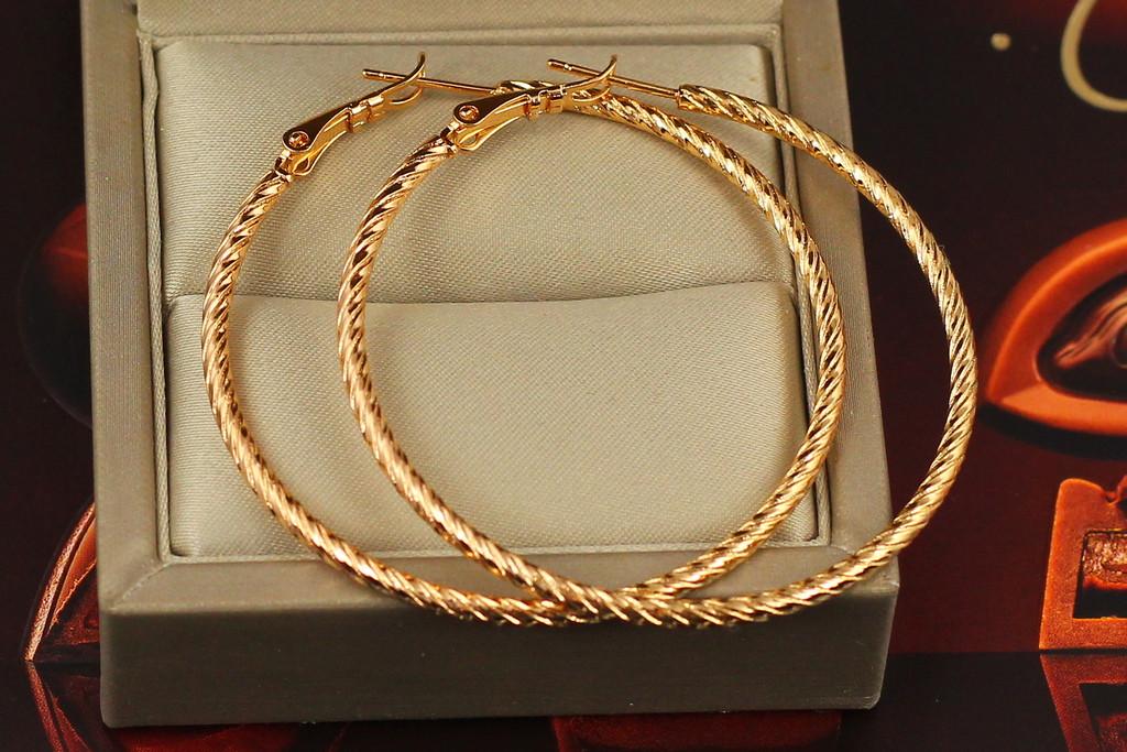 Серьги кольца Хuping Jewelry Граненые 5 см Золотистый (1738163124)