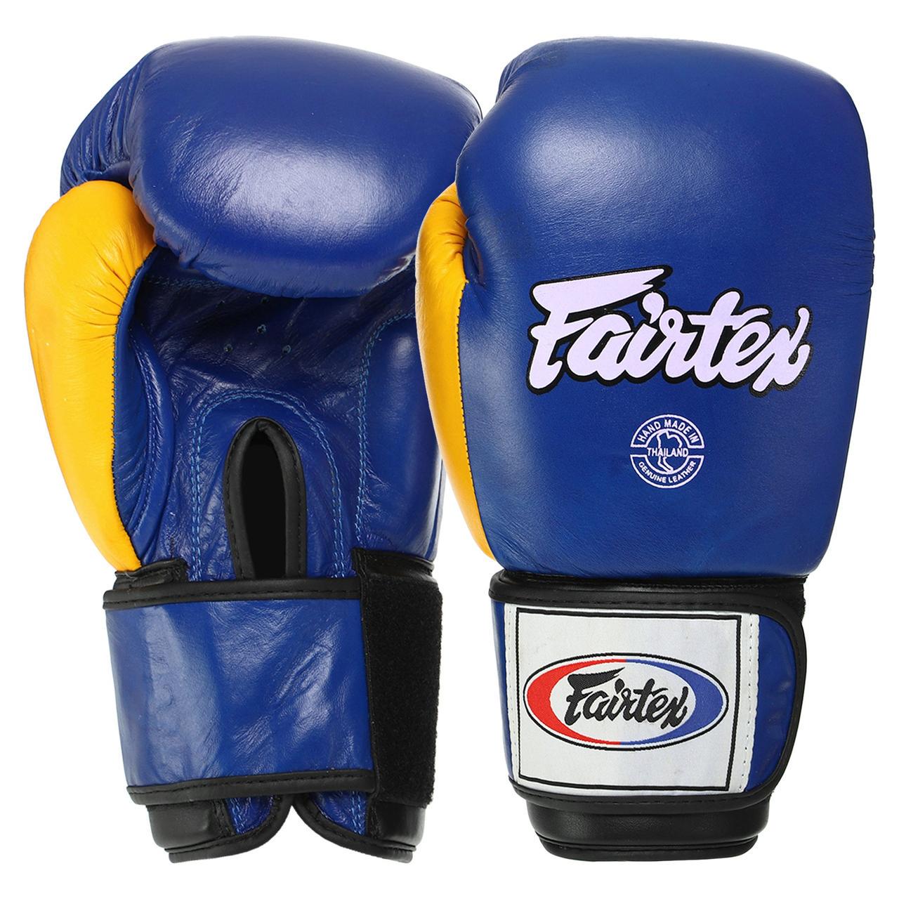 Боксерские перчатки FAIRTEX кожаные 14 oz Сине-желтый (FTX065)