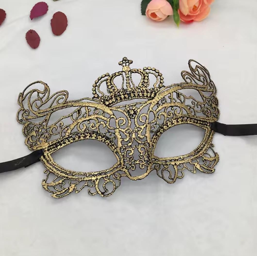 Маска венецианская ажурная Корона One size Золотистый (44300/4)