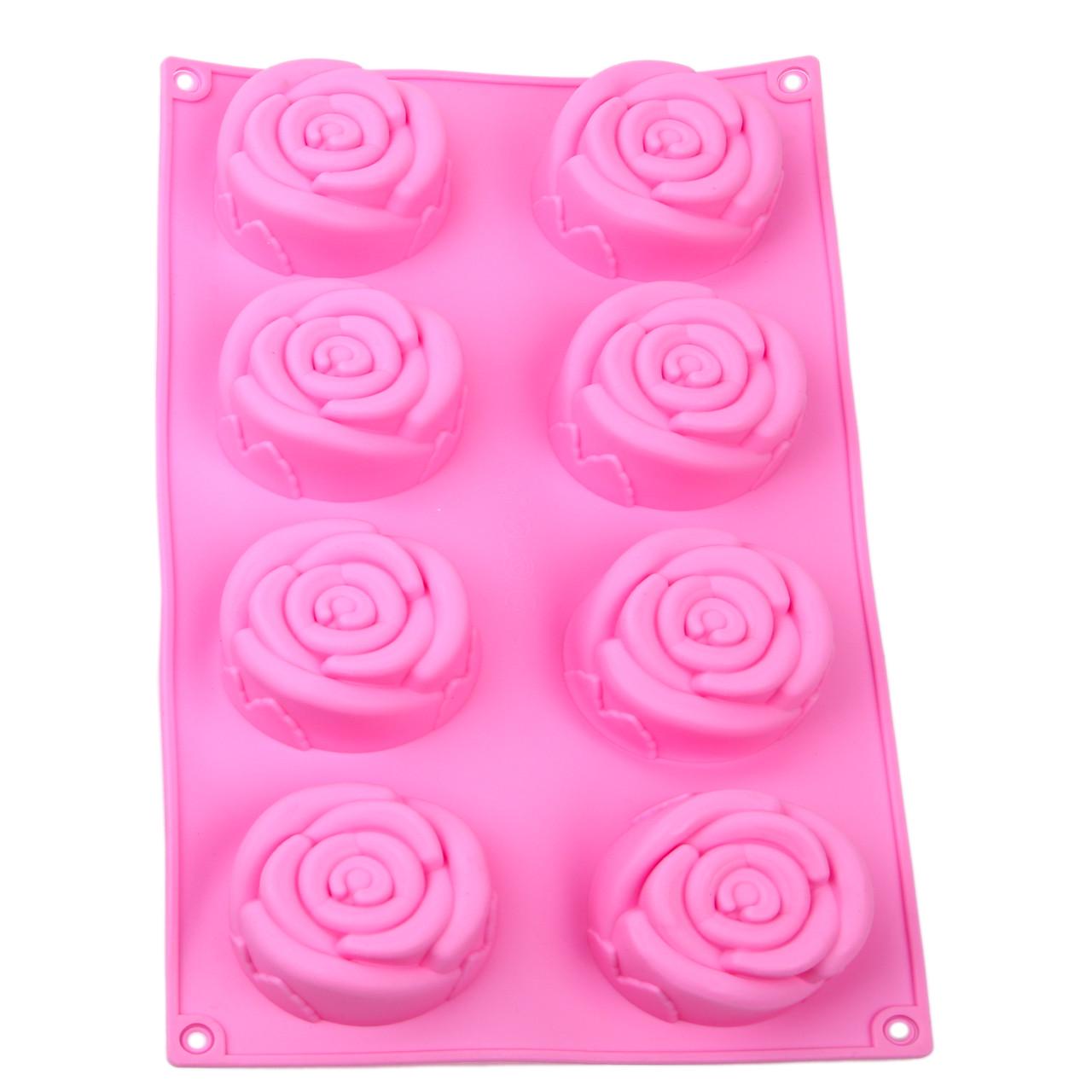Форма силіконова для випікання Квіти 29,5х17,5 см 8 шт. Рожевий (2358963407)