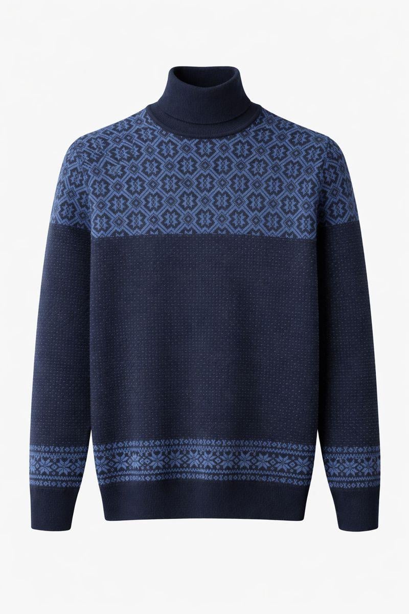 Свитер мужской с воротником гольфом M Синий (26127446)