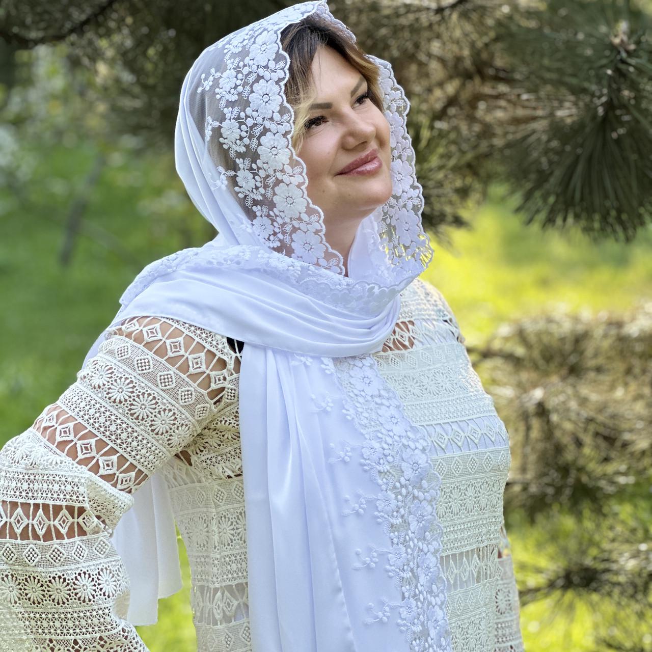 Платок женский кружевной Мирослава для церкви/храма/венчания/крестин (2705725958)