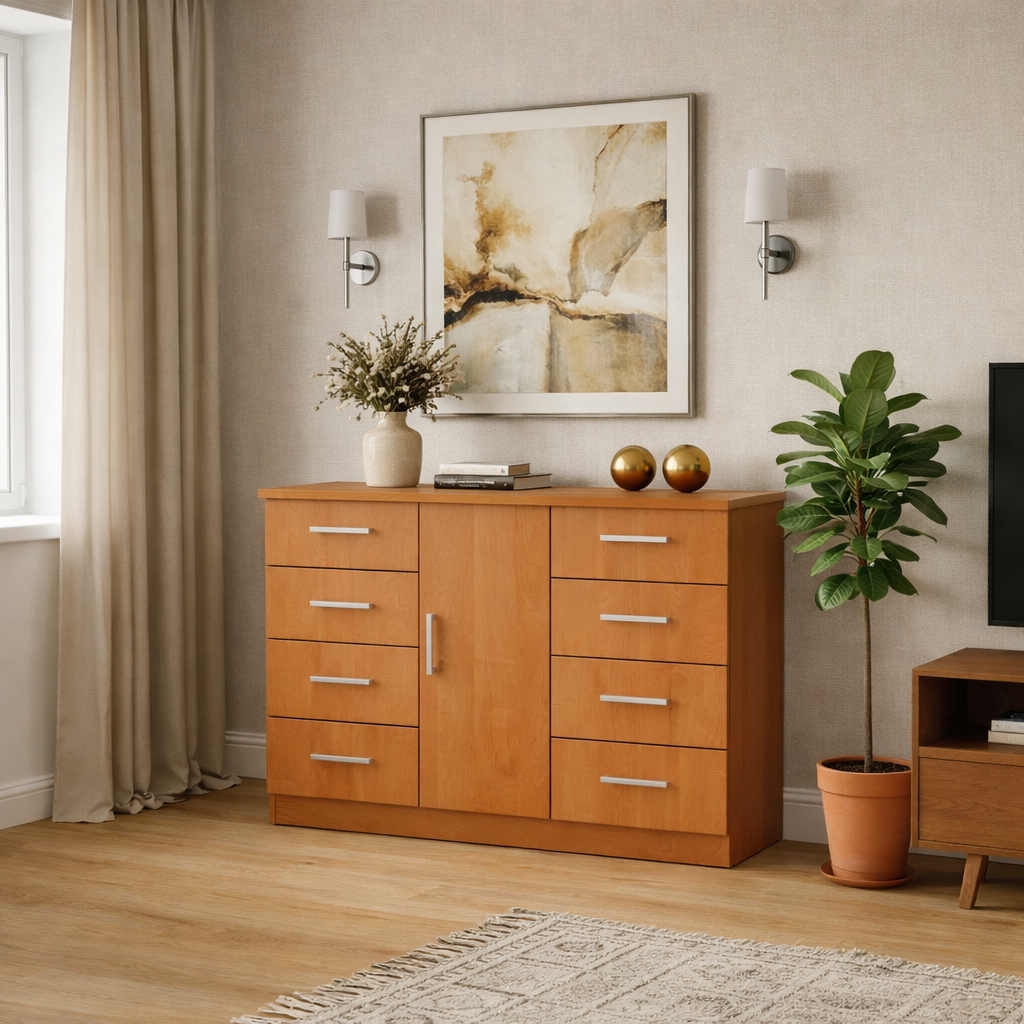 Комод V-Star S6 на 8 ящиков и 1 дверь ЛДСП 1202х850х390 мм Ольха (33968838)