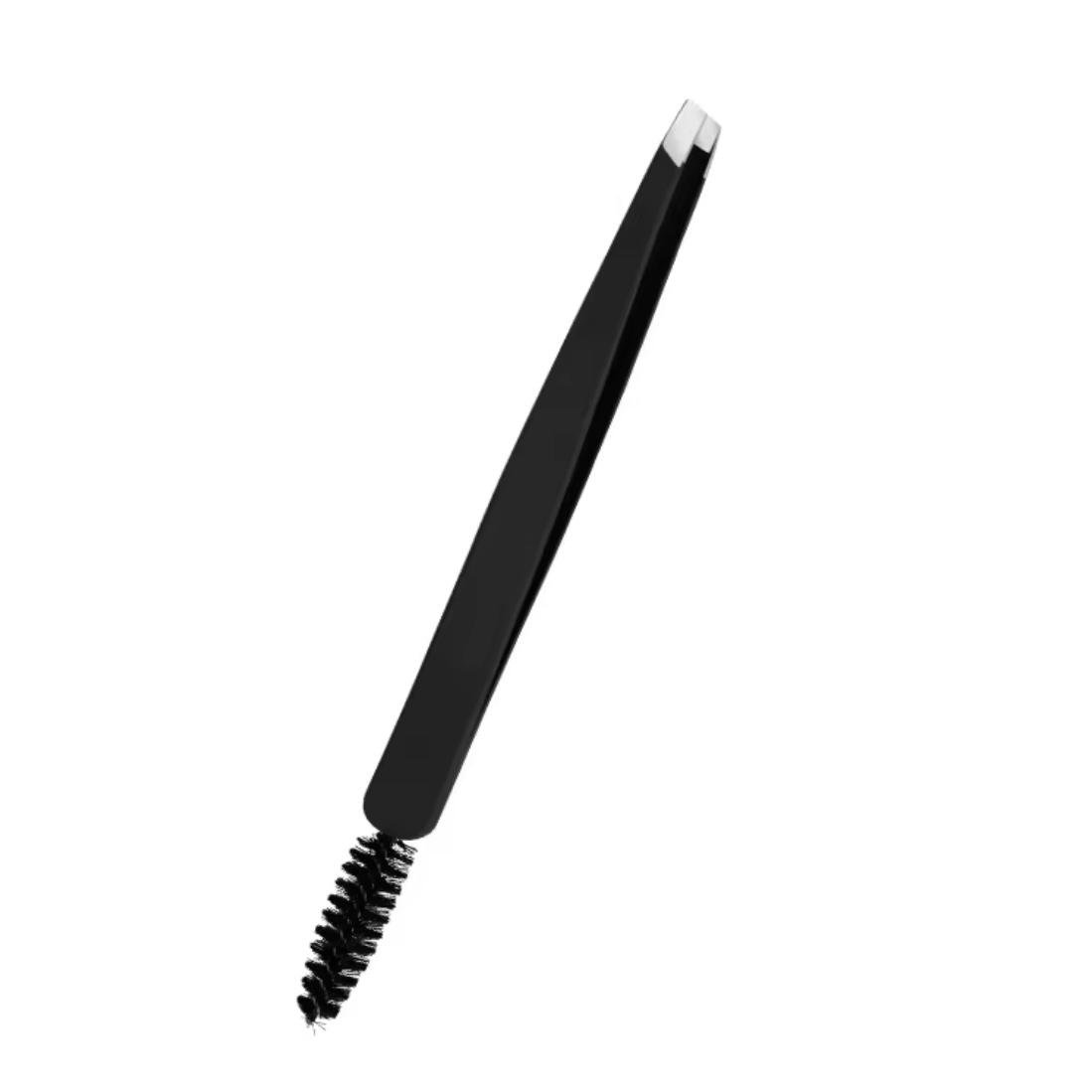 Пінцет для брів зі щіточкою скошений Чорний