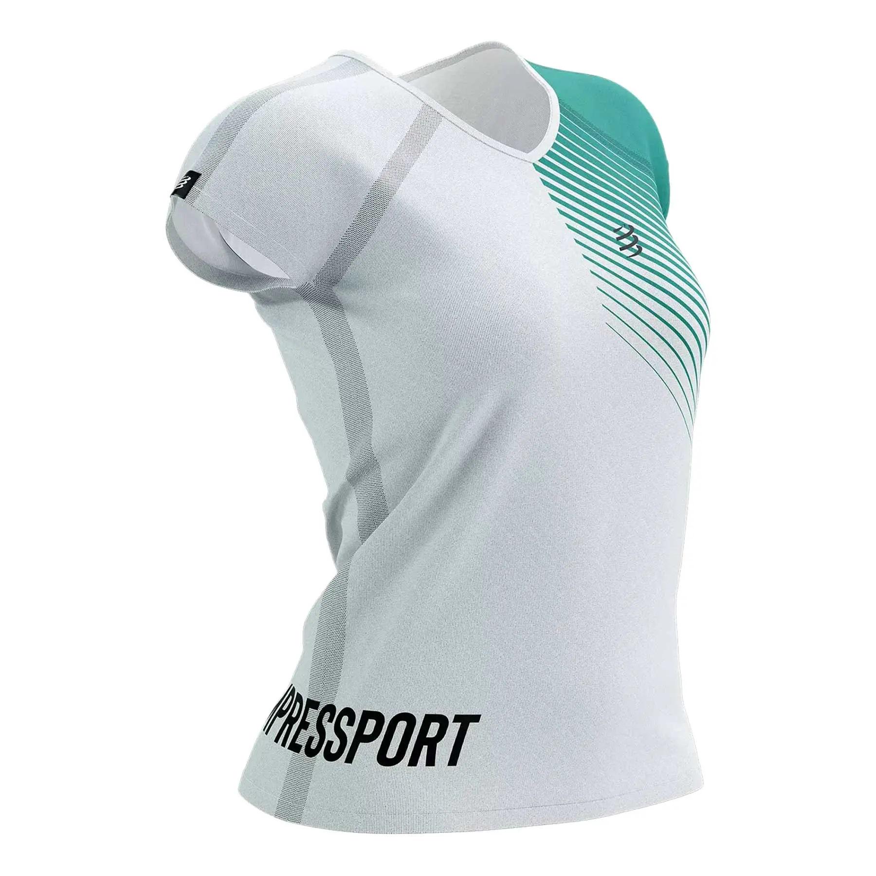 Футболка женская Compressport Training SS Tshirt Swim/Bike/Run 2023 XS White/Columbia (12586476)