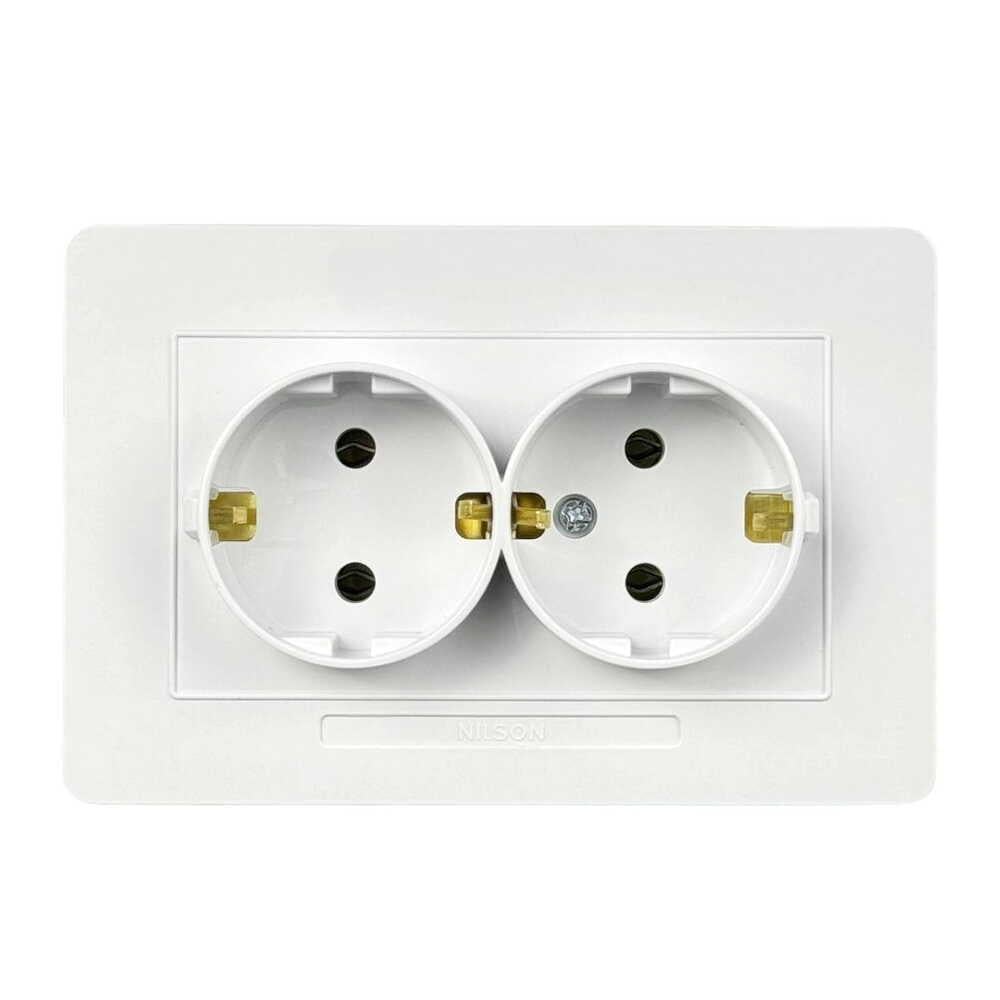Розетка Nilson Selene подвійна з заземленням Білий (23111025)