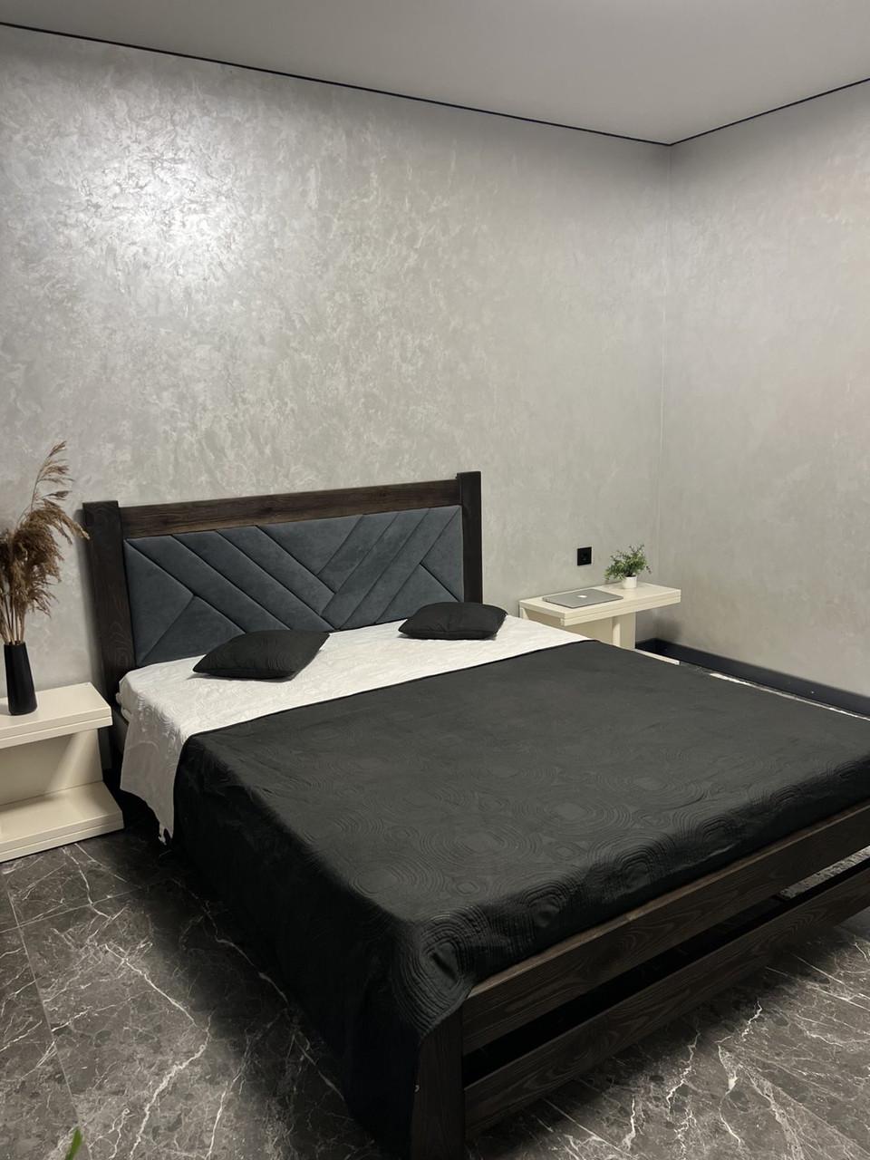 Ліжко дерев'яне з м'яким ізголів'ям 120x190 см Венге (2929265995) Ліжко дерев'яне з м'яким ізголів'ям 120x190 см Венге (2929265995)