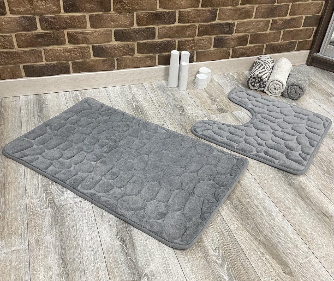 Набор ковриков в ванную и туалет Stone Premium Memory Foam 2в1 60х40/50х40 см Серый (NKS0003small) - фото 7 Набор ковриков в ванную и туалет Stone Premium Memory Foam 2в1 60х40/50х40 см Серый (NKS0003small) - фото 7