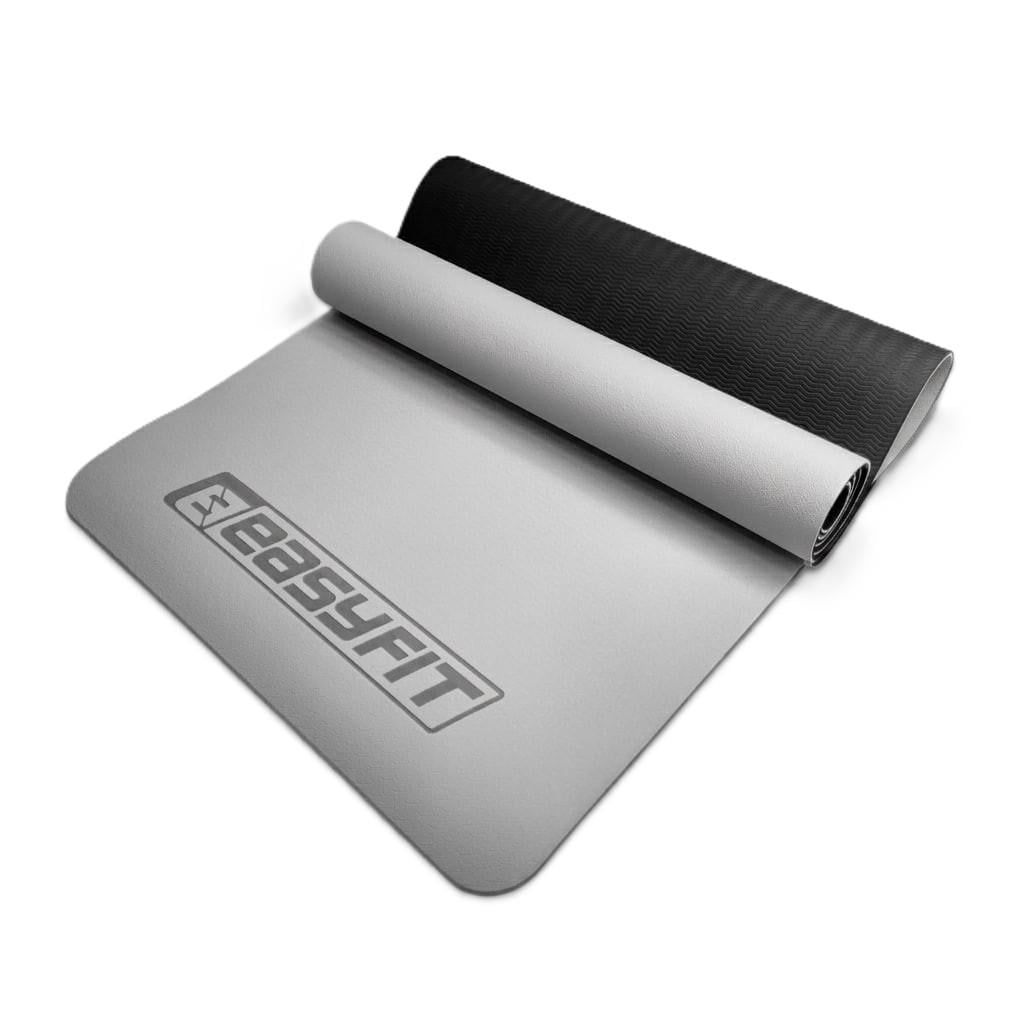 Коврик для йоги EasyFit TPE+TC двухслойный 183х61 см Серый/Черный (EF-TPE6GB)