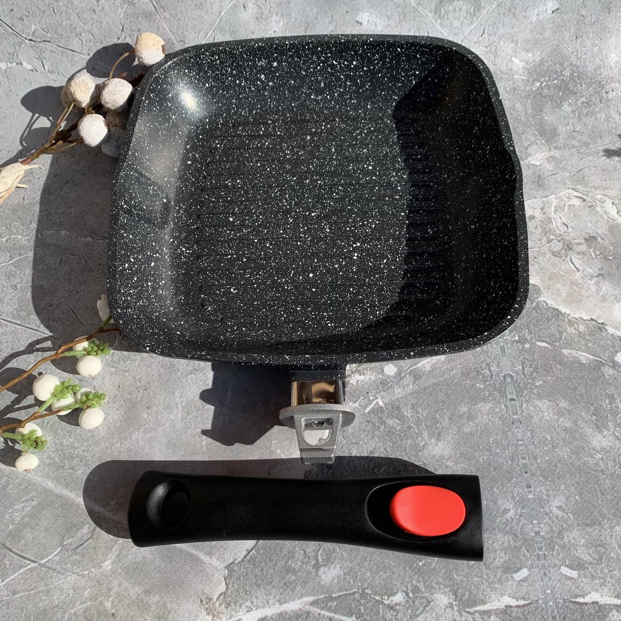 Сковорода-гриль зі знімною ручкою індукційне дно Edenberg EB-8129 мармурове антипригарне покриття 24 см (2530554850) - фото 4