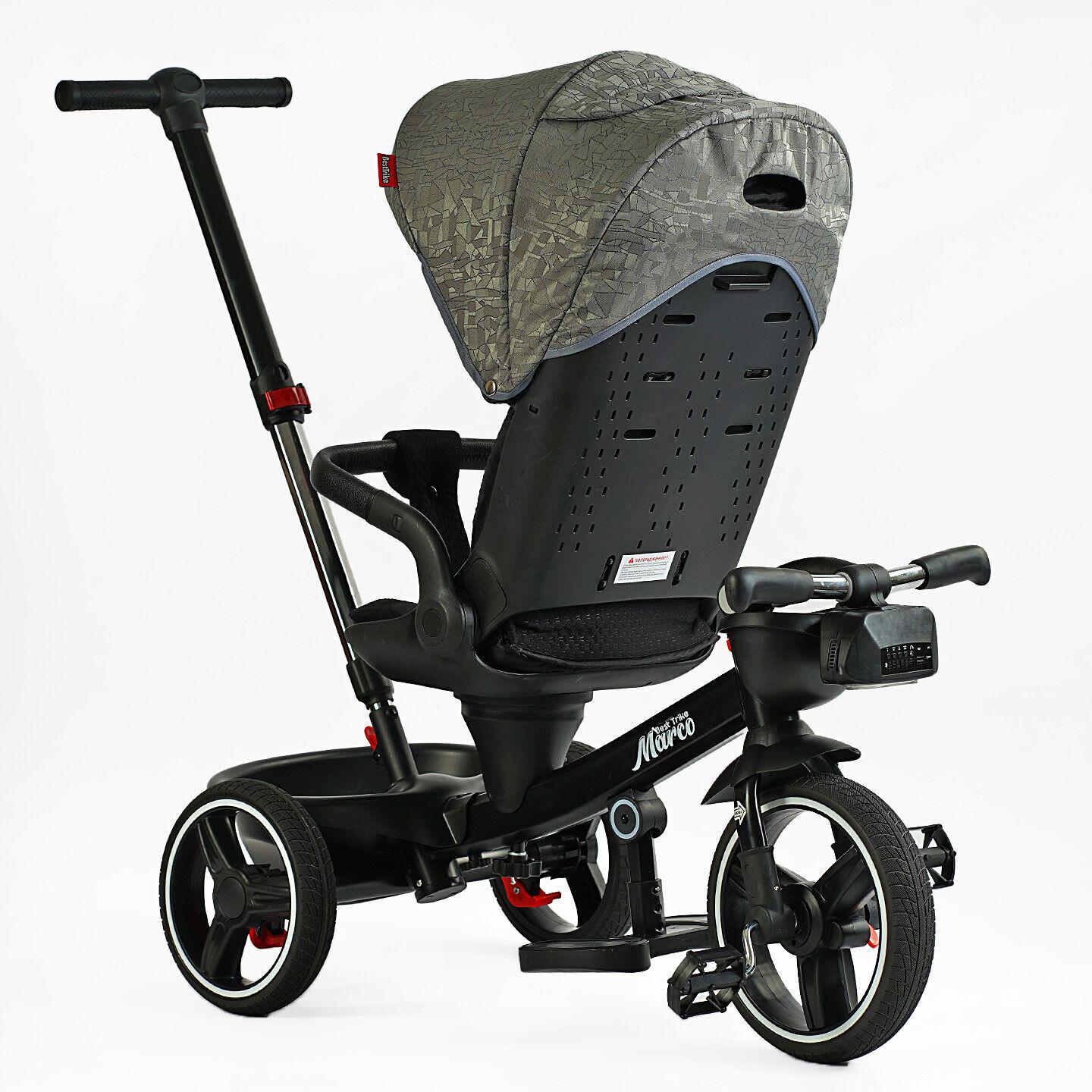 Велосипед дитячий триколісний Best Trike Marco 9155 PU складане кермо музична фара з батьківською ручкою Сірий (318-82) - фото 4 Велосипед дитячий триколісний Best Trike Marco 9155 PU складане кермо музична фара з батьківською ручкою Сірий (318-82) - фото 4