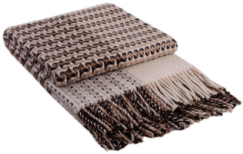 Плед шерстяной Vladi Капучино двуспальний 170х210 см Коричневый (1106011866)