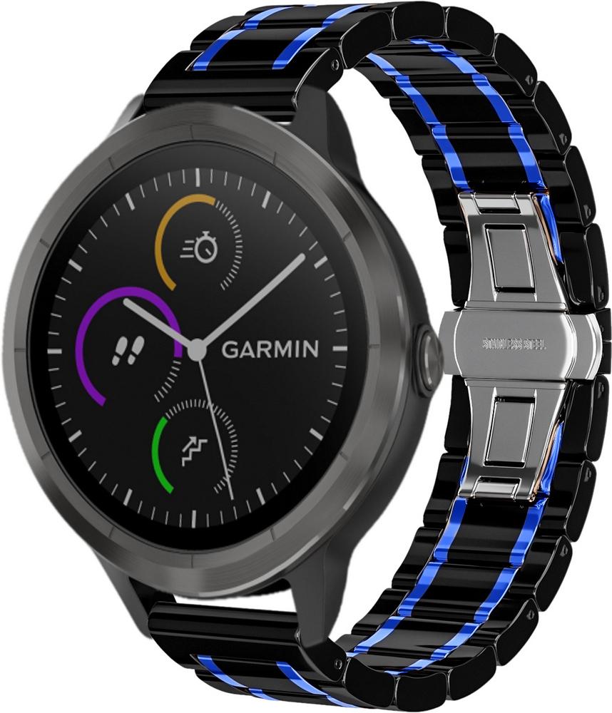 Ремешок керамический Ceramo для Garmin Vivoactive 3 Black/Blue (28720-43)