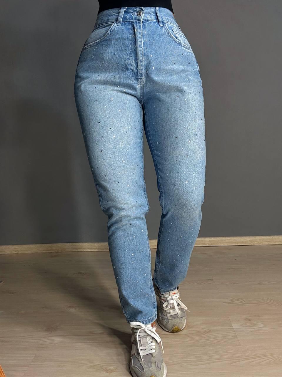 Джинси жіночі ITS Basic 3077 MOM з россипом камінців р. 42 Блакитний (1936) - фото 9