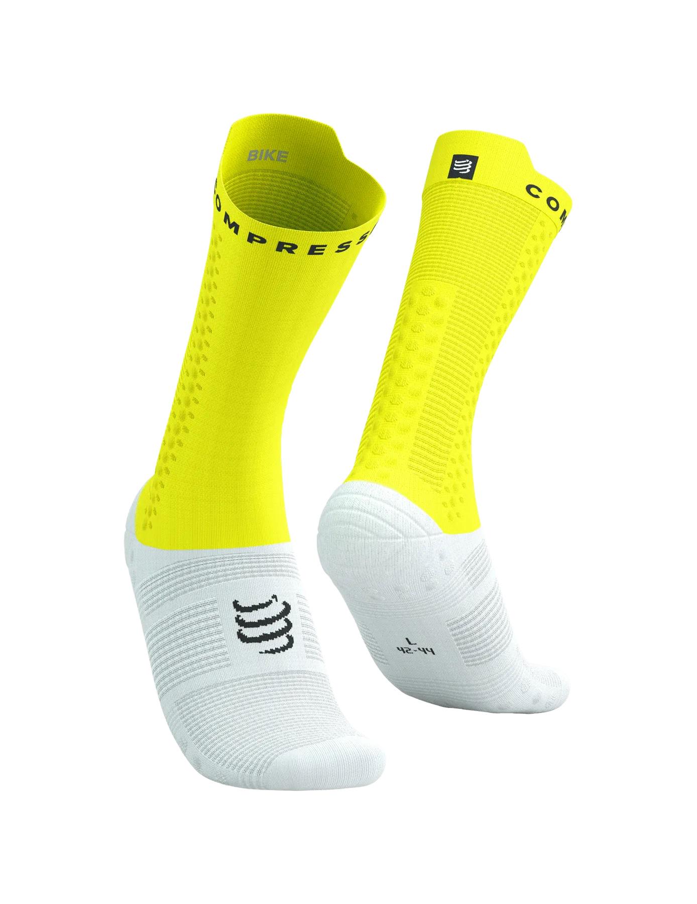 Носки Compressport Pro Racing Socks V4.0 Bike T2 White/Safe Yellow (5ef9ae72)