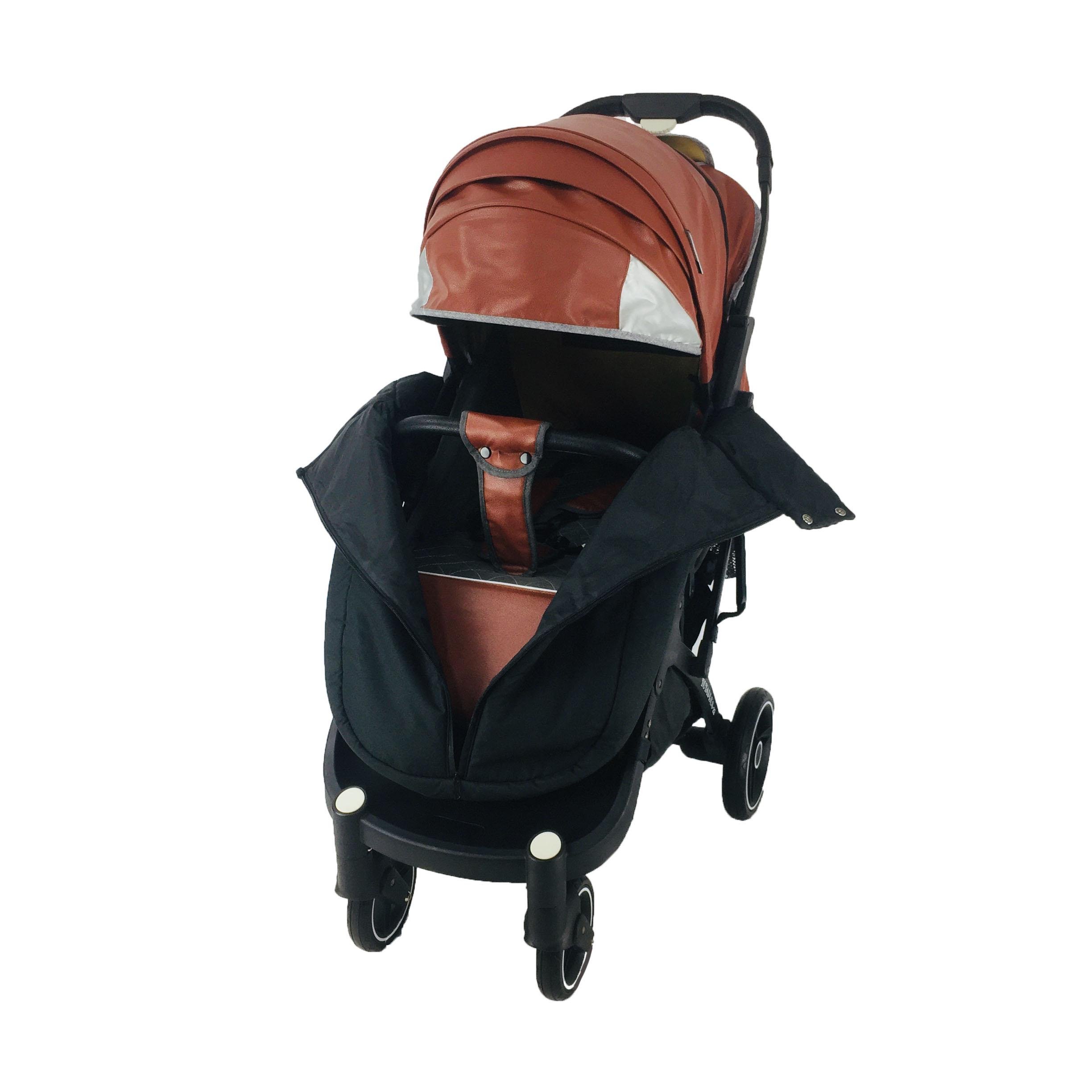 Коляска Yoya Plus Pro-22 из кожи на черной раме Коричневый (01125020114)