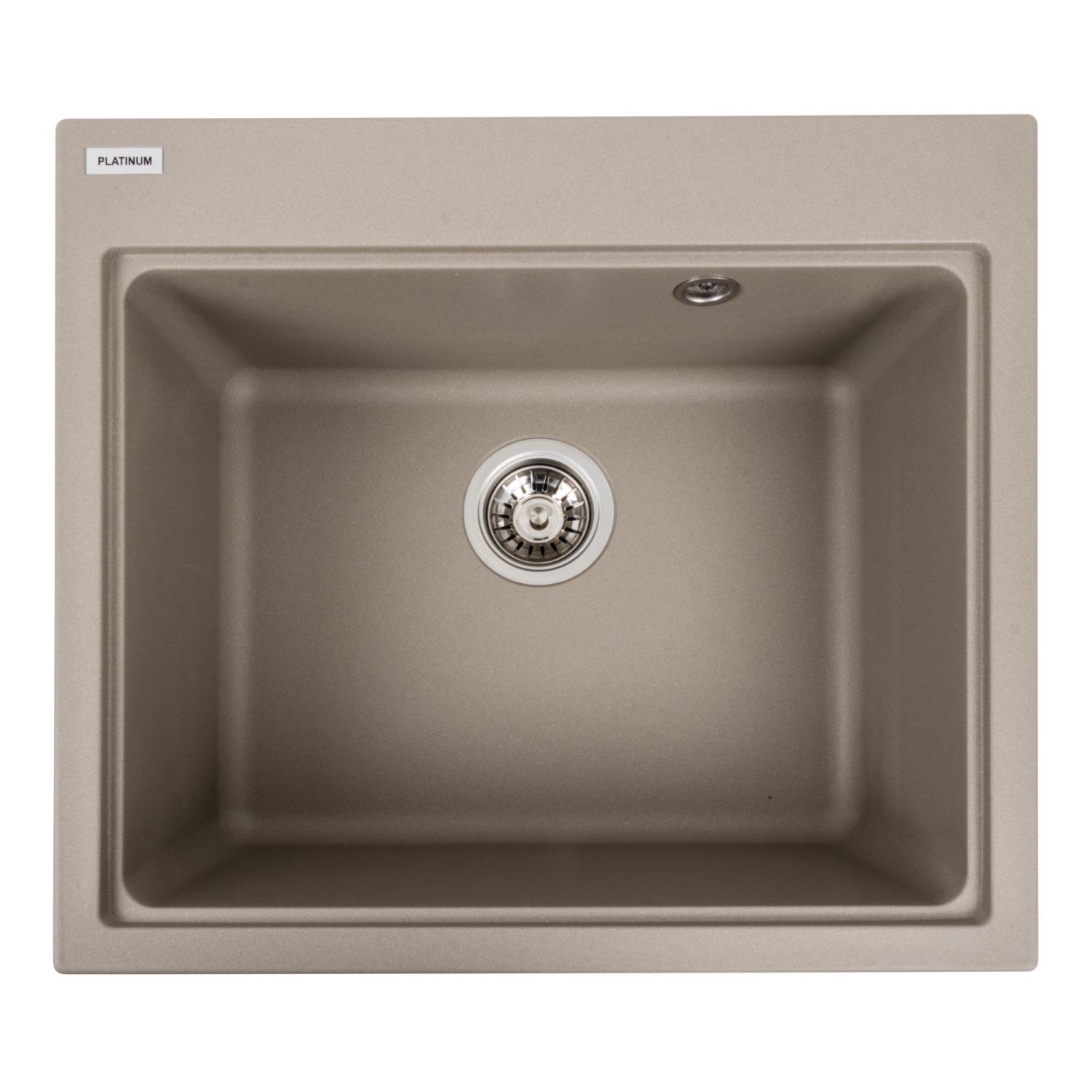 Мийка кухонна Platinum PLS-A39624 прямокутна гранітна 580x520 мм Бежевий (171920)