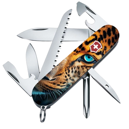 Нож складной многофункциональный Victorinox HIKER ANIMAL Леопард 14 функций 91x27x17 мм (Vx14613.3_F1080pw)