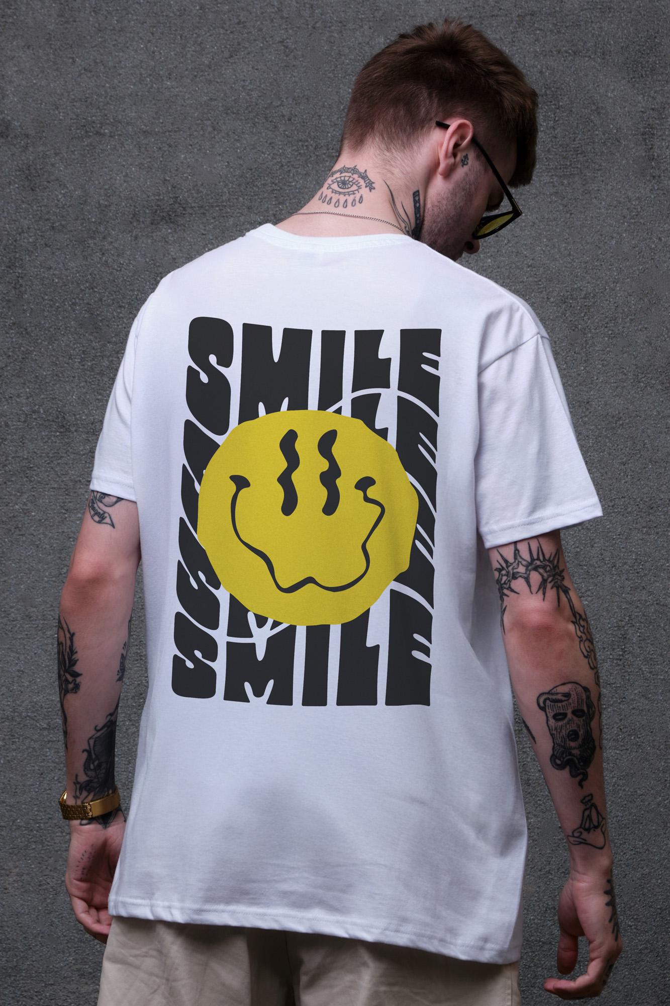 Футболка мужская Without с принтом Smile оверсайз L/XL White (L8049508)