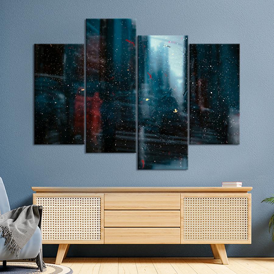 Картина Абстрактный дождливый город 129x90 см (A949-4)