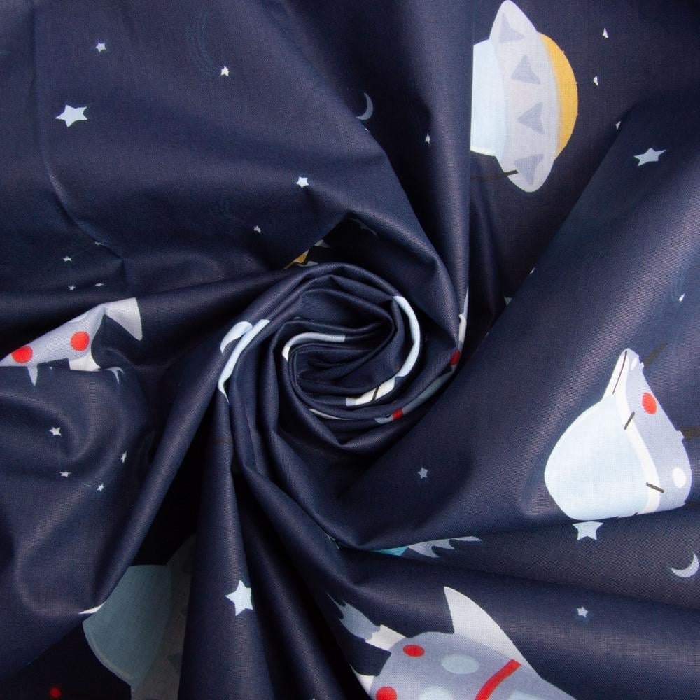 Ткань бязь ранфорс для постельного белья 10.28653/21 Космос 130 гр/м2 240 см Темно-синий (25884)