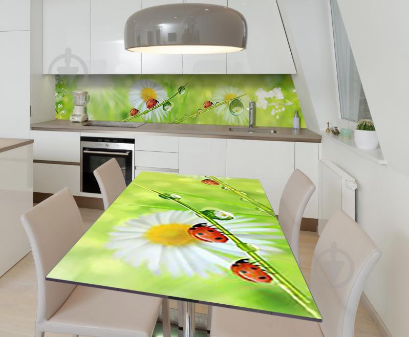 Наклейка виниловая на стол Zatarga  "Ромашки Божьи коровки"  600х1200 мм