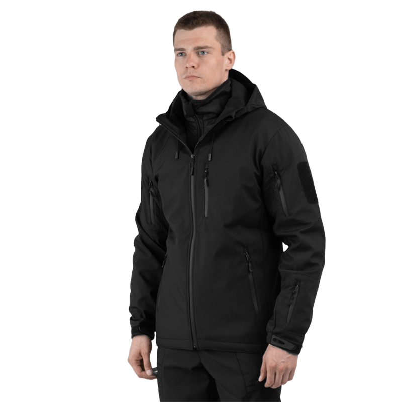 Куртка чоловіча осіння TacPrо Men`s SoftShell Black Jacket софтшелл р. 56/4 Чорний - фото 2