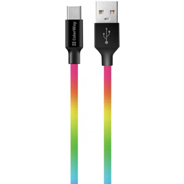 Кабель ColorWay USB-USB Type-C 2.4а 1 м Multicolor (CW-CBUC018-MC)