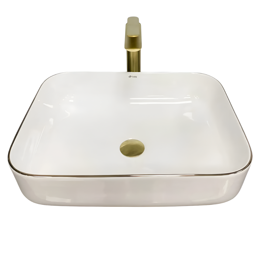 Раковина накладная VBI Palermo Edge прямоугольная 390x500 мм White/Gold (RM-VBI-012308)