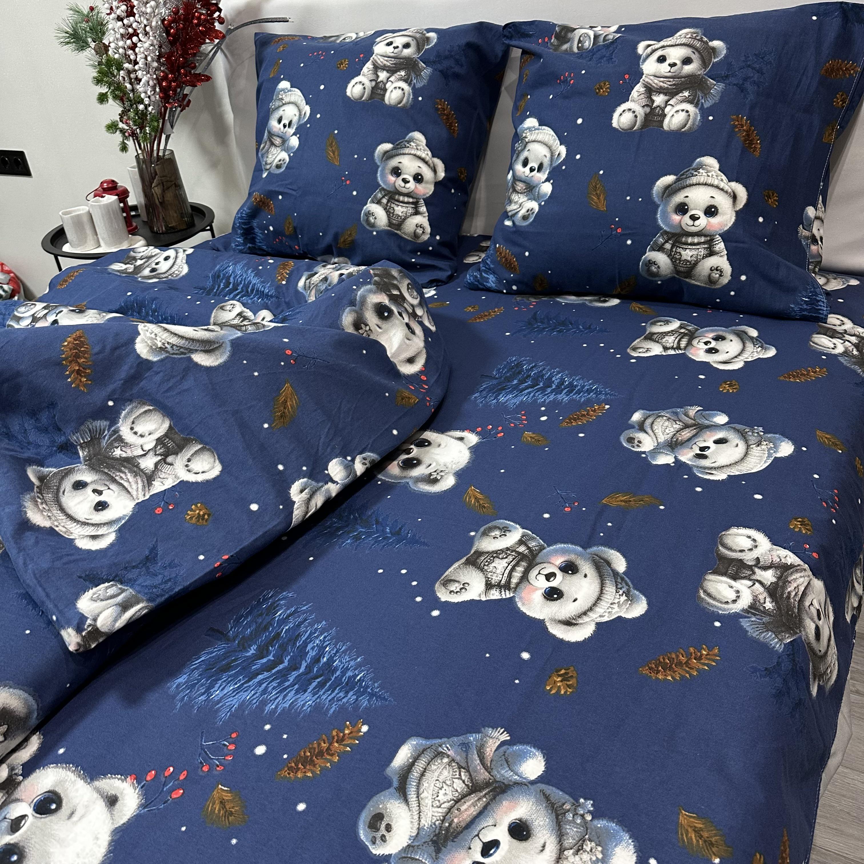 Комплект постільної білизни байкова Зимовий євро Синій (байка 3-3) - фото 7 Комплект постільної білизни байкова Зимовий євро Синій (байка 3-3) - фото 7