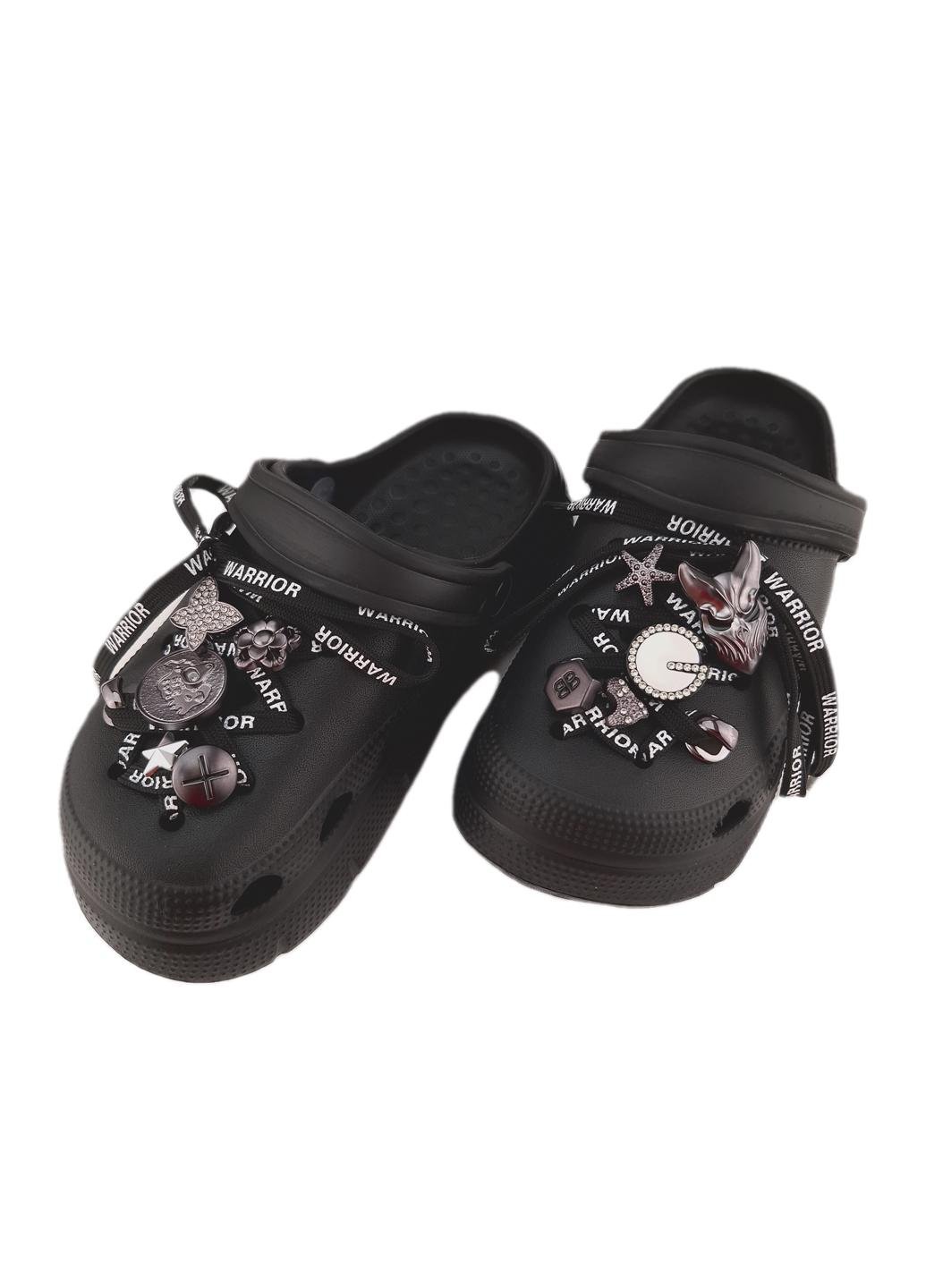 Кроксы женские с джибитсами р. 39/40 25 см Черный (870/2)