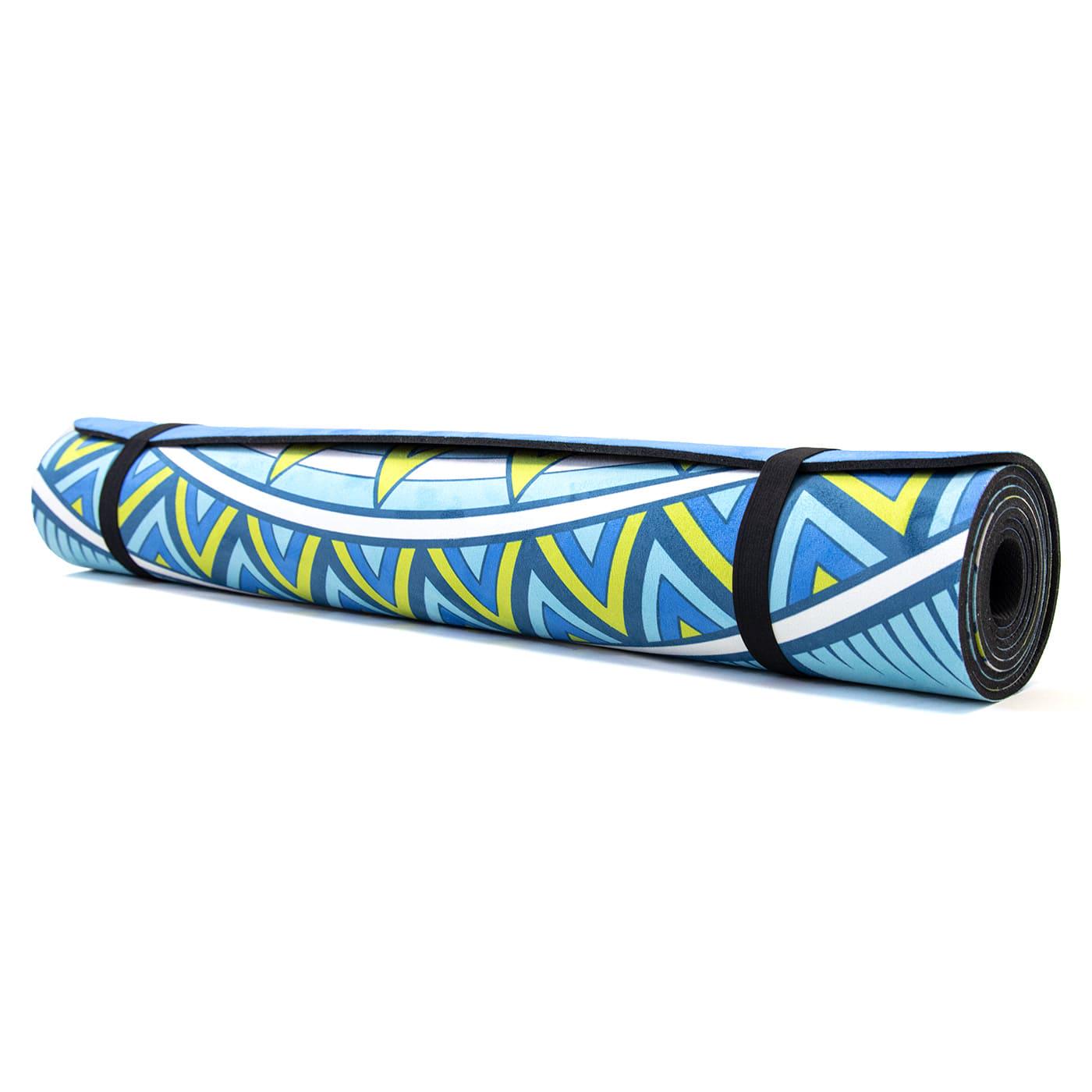 Килимок для йоги та фітнесу OSPORT каучук/замша 4 мм 183x68 см Синьо-бірюзовий (OF-0286-0082) - фото 6