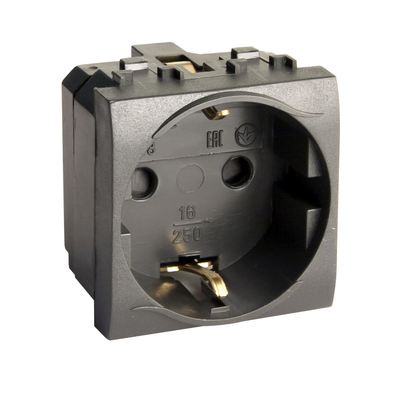 Розетка ДКС Brava с заземлением/шторками 2 модуля Черный (77482N) Розетка ДКС Brava с заземлением/шторками 2 модуля Черный (77482N)