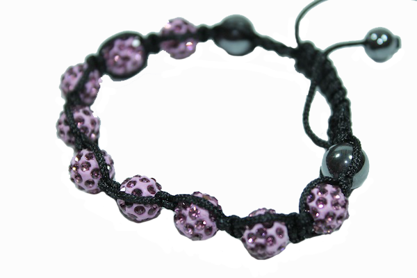 Браслет шамбала кружки 10 мм Сиреневый