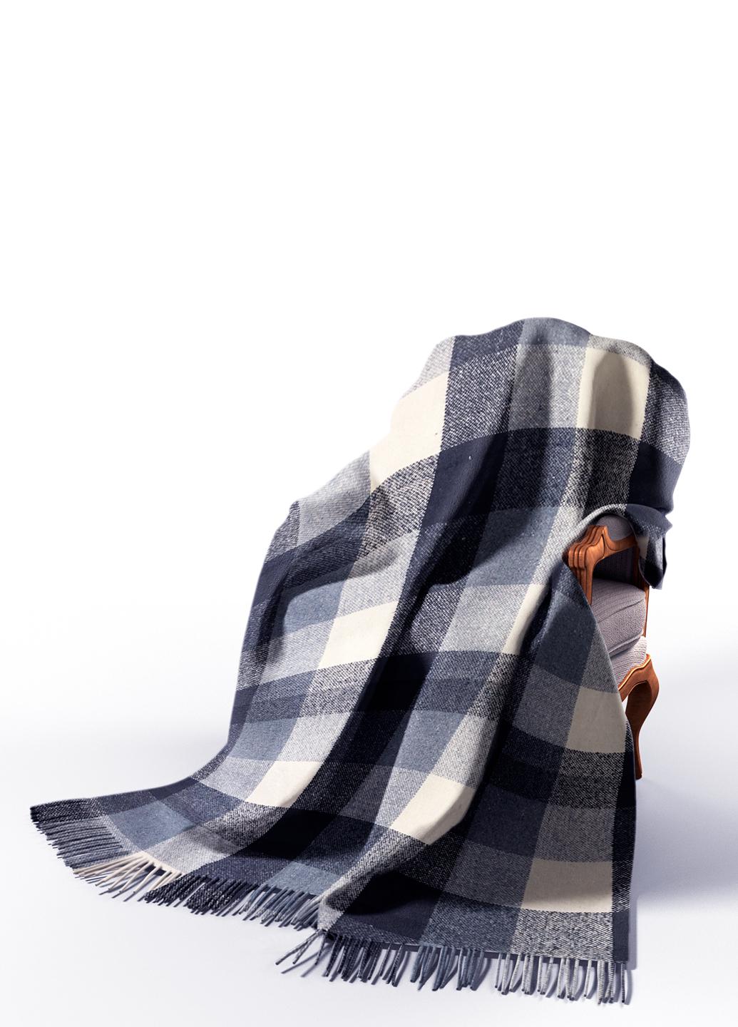 Плед вовняний Vladi Палермо 140х200 см П8 Білий/Блакитний/Синій (4362)