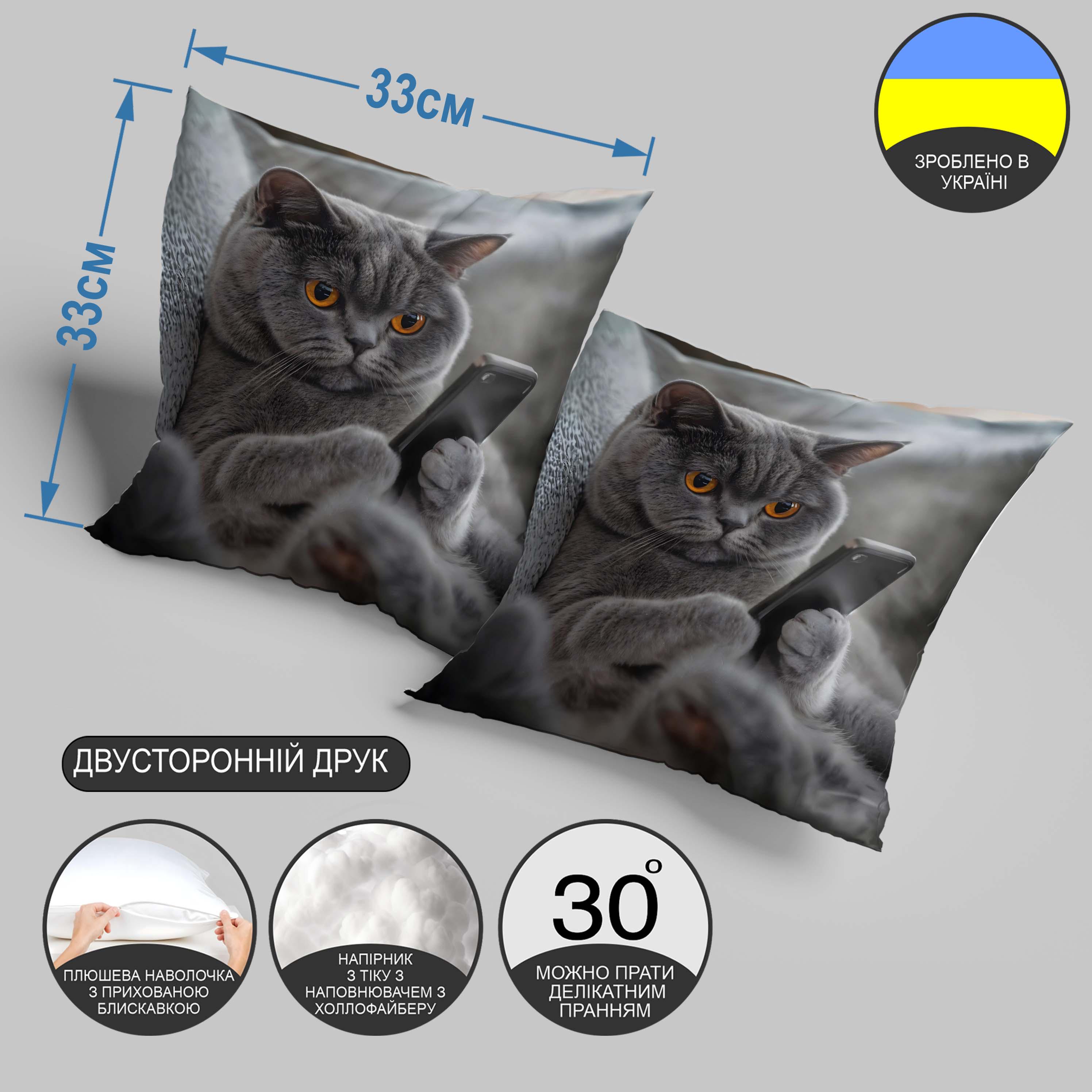 Подушка декоративная "Британский кот" 33х33 см (1310333UA) - фото 3