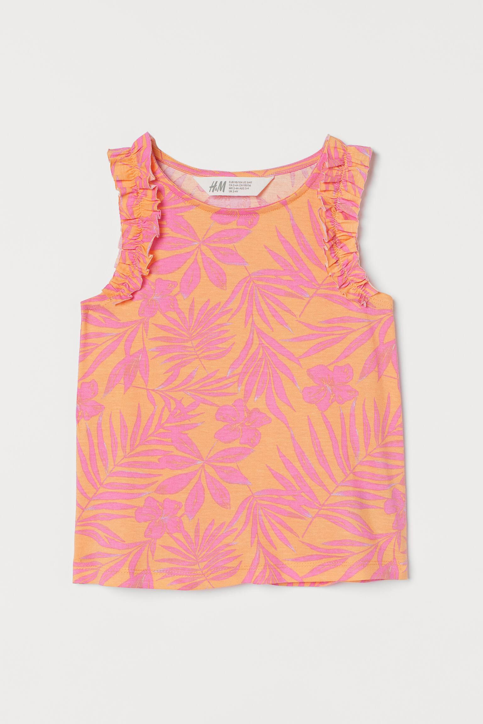 Майка H&M 110-116 см Рожево-жовтогарячий (S507806192)