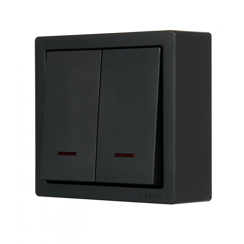Вимикач двоклавішний Lezard Leto з підсвіткою Антрацит (752-4200-112)