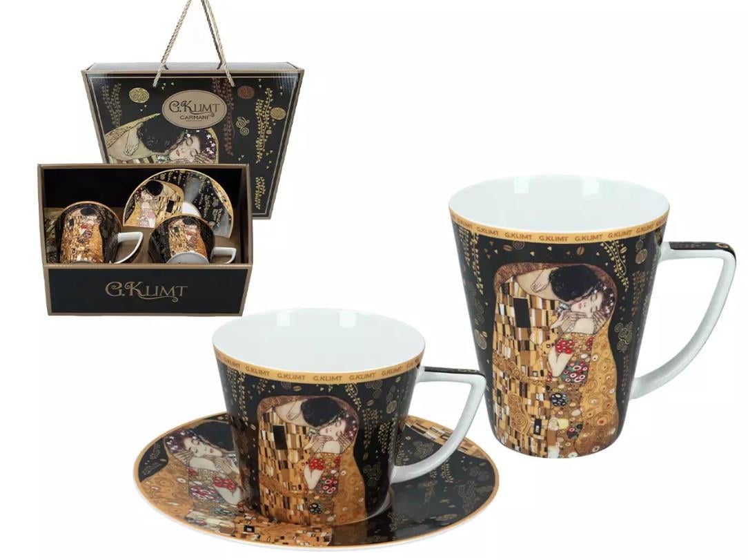 Набор подарочных Carmani чашка с блюдцем и чашкой Г. Климт Поцелуй 400 мл/230 мл (532-3402)