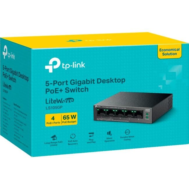 Коммутатор неуправляемый TP-Link LiteWave LS105GP 10 Gbps 4xPoE+ Black (30492173) - фото 4 Коммутатор неуправляемый TP-Link LiteWave LS105GP 10 Gbps 4xPoE+ Black (30492173) - фото 4