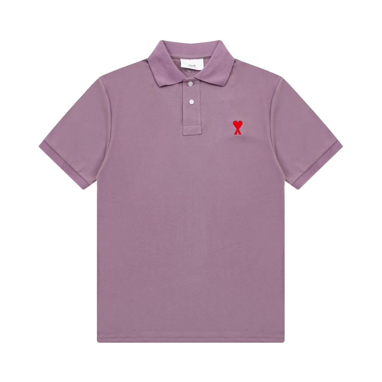 Футболка мужская поло в стиле Ami De Coeur small logo Polo Shirt XL Серо-лиловый (AP12003.9XL)