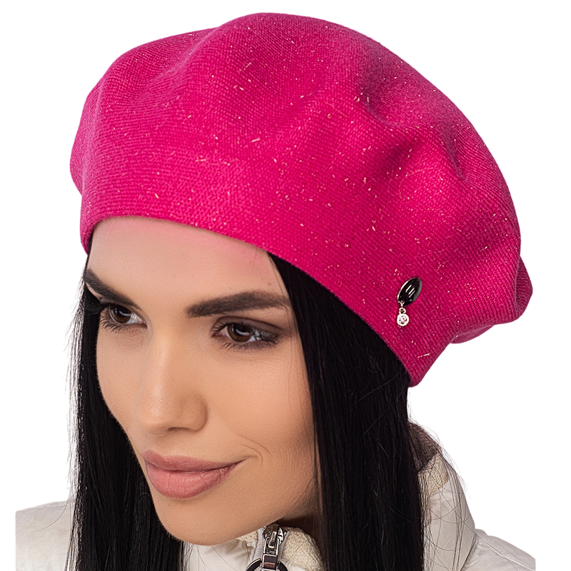 Берет женский Leks Сказка двойной с люрексом Малиновый (129427)