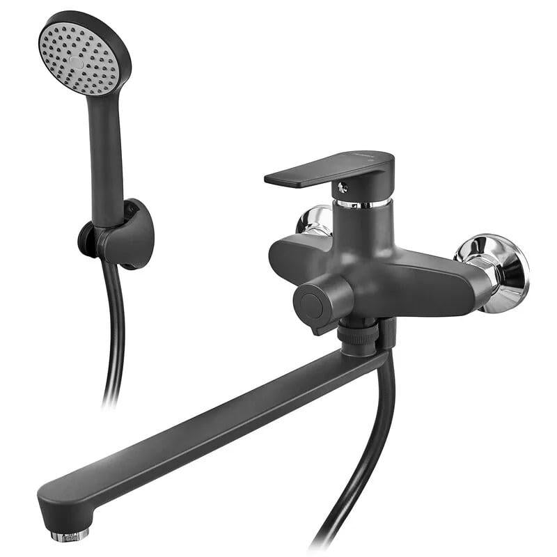 Смеситель для ванны PLAMIX OSCAR-006 Euro SET со шлангом/лейкой/кронштейном Black (MX1896)