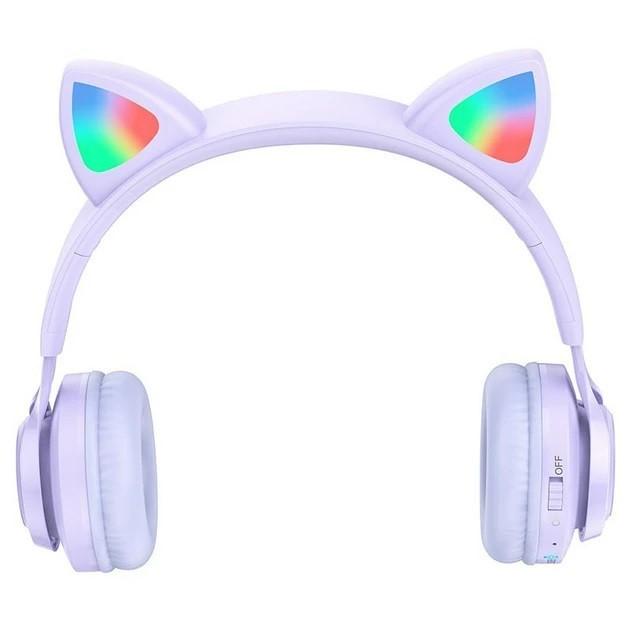 Наушники с ушками Hoco W39 Cat Ear беспроводные Сиреневый (00000001599) - фото 3