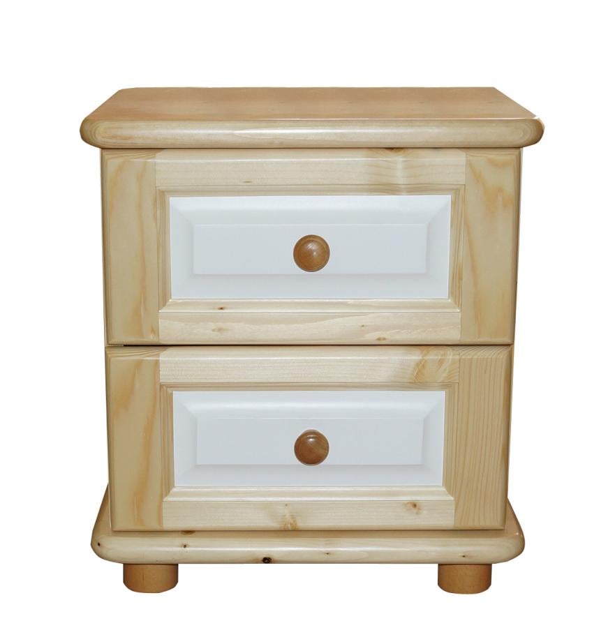 Тумба прикроватная деревянная Скиф ТБ-18 Натуральный прозрачный лак/Белый (25157248)