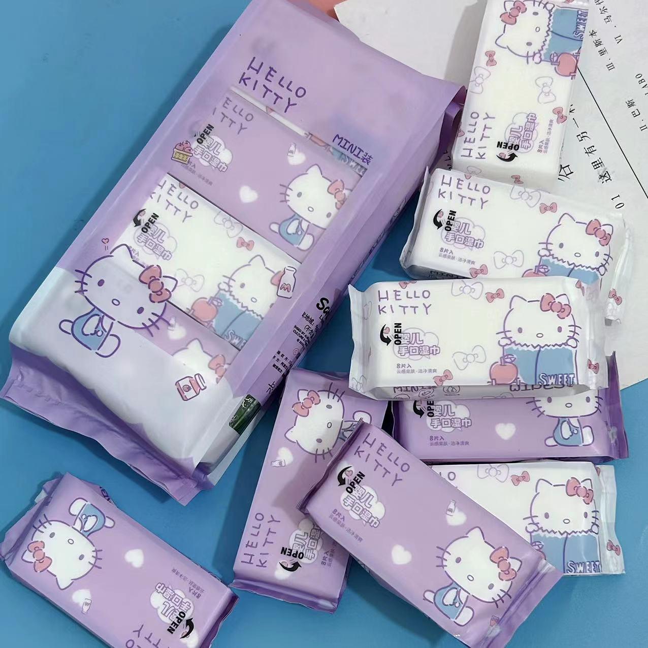 Салфетки влажные мини Sanrio Хелло Китти Cotton без спирта и запаха 8 шт. (0601) - фото 6