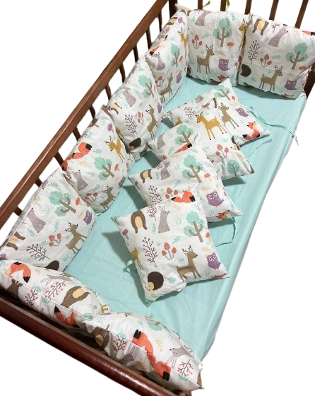 Бортики-подушки на детскую кроватку 12 подушек и простынь на резинке (860)