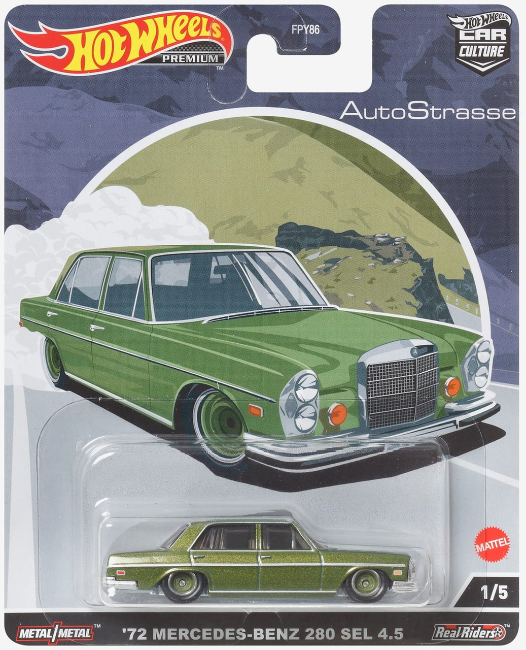 Игрушечная машинка Hot Wheels Premium 72 Mercedes-Benz 280 SEL 4. 5 2022 AutoStrasse 1/5 Car Culture (HCK18) - фото 1