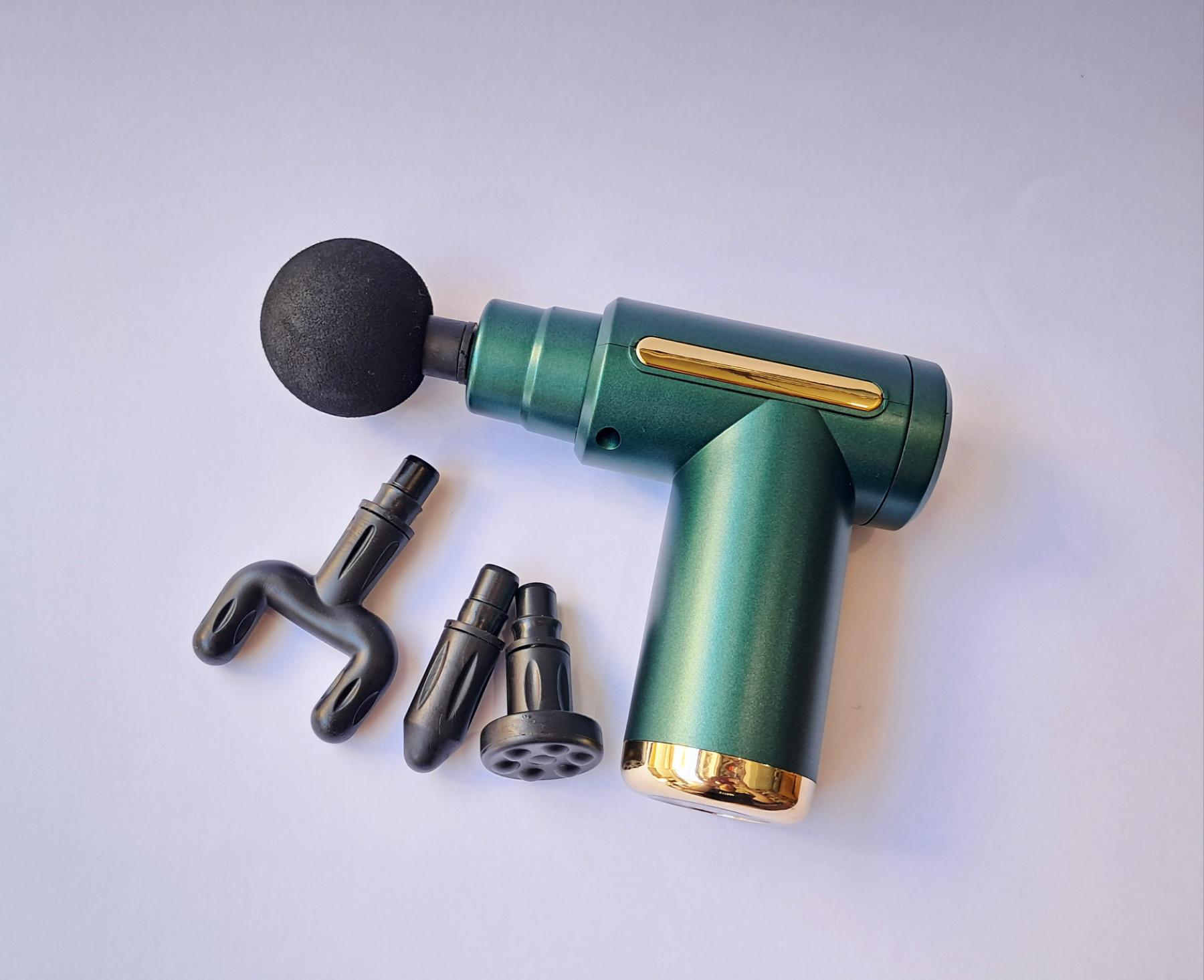 Масажер ручний Fascial Gun для тіла акумуляторний 4 насадки Зелений (YR-44) - фото 2 Масажер ручний Fascial Gun для тіла акумуляторний 4 насадки Зелений (YR-44) - фото 2