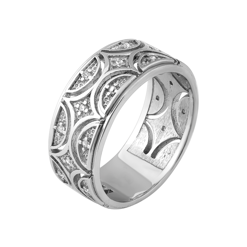 Кольцо серебряное Бутон с сердечками и миниатюрным фианитом р. 17